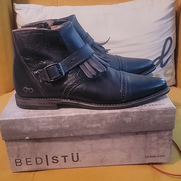 BED|STU Dipper Leather Ankle Boots with Fringe NEW IN BOX - Picture 2 of 10